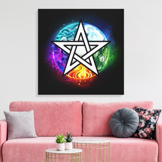 Wiccaanpentagram Canvas Afdruk (Insitu (Woonkamer))