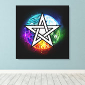 Wiccaanpentagram Canvas Afdruk (Insitu (Houten vloer))