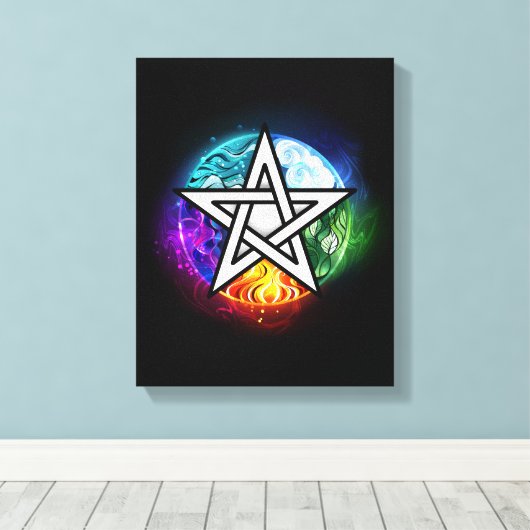 Wiccaanpentagram Canvas Afdruk (Insitu (Houten vloer))