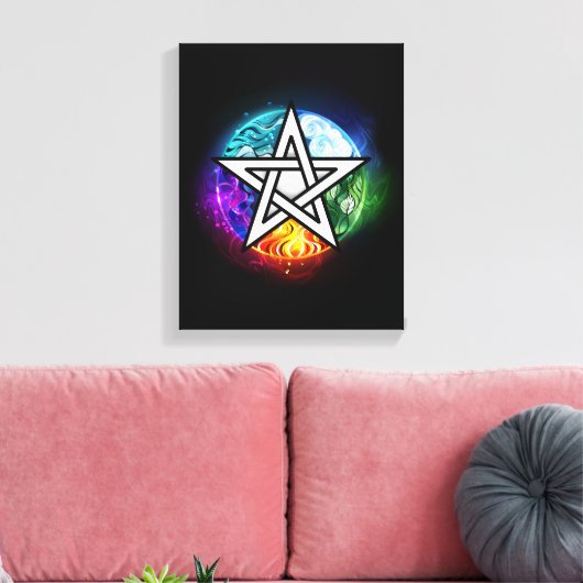 Wiccaanpentagram Canvas Afdruk (Insitu (Woonkamer))