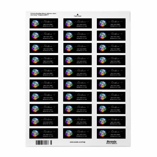 Wiccaanpentagram Etiket (Full Sheet)