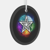 Wiccaanpentagram Glas Ornament (Voorkant Rechts)
