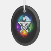 Wiccaanpentagram Glas Ornament (Voorkant links)
