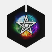 Wiccaanpentagram Glas Ornament (Achterkant)