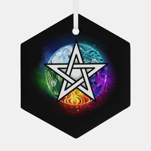 Wiccaanpentagram Glas Ornament (Achterkant)