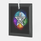 Wiccaanpentagram Glas Ornament (Voorkant links)
