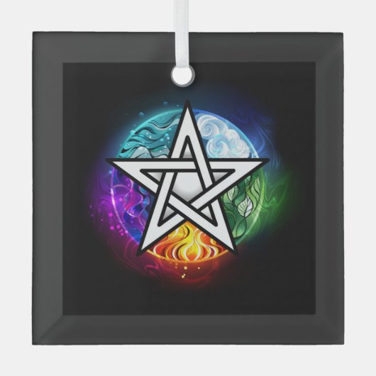 Wiccaanpentagram Glas Ornament (Voorkant)