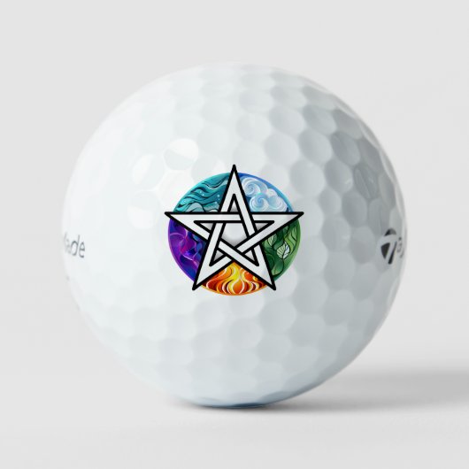Wiccaanpentagram Golfballen (Voorkant)