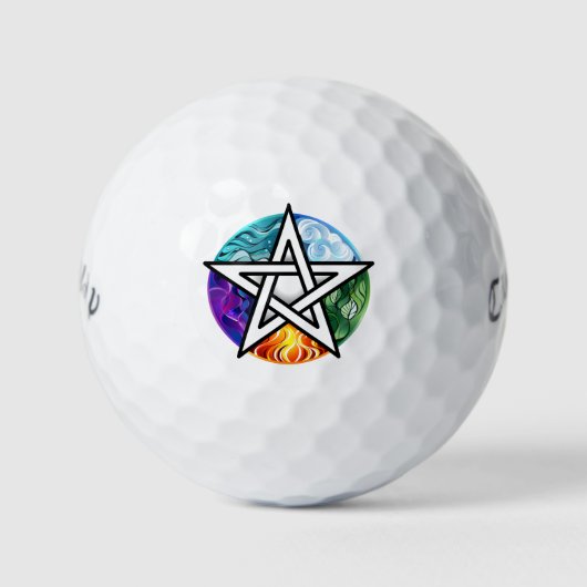 Wiccaanpentagram Golfballen (Voorkant)