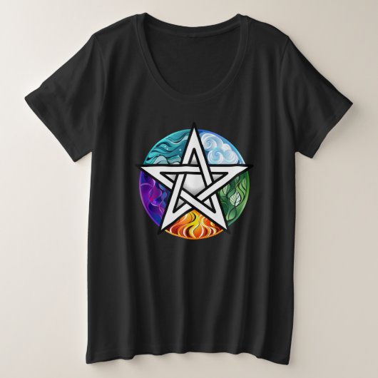 Wiccaanpentagram Grote Maat T-shirt (Design voorkant)