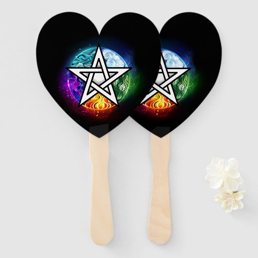 Wiccaanpentagram Handwaaier (Voorkant en achterkant)