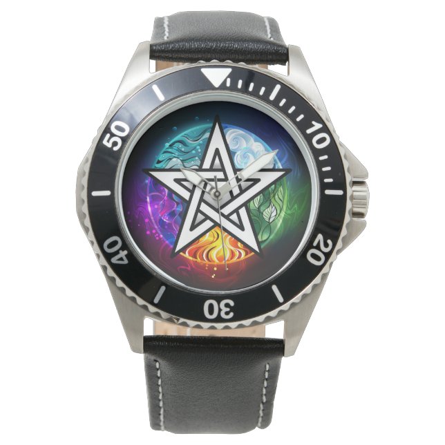 Wiccaanpentagram Horloge (Voorkant)