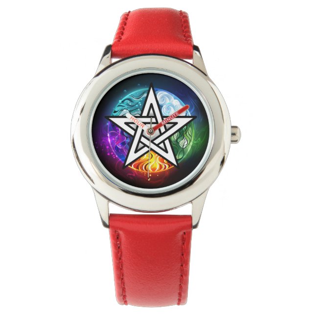 Wiccaanpentagram Horloge (Voorkant)