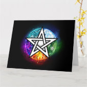 Wiccaanpentagram Kaart (Gele Bloem)