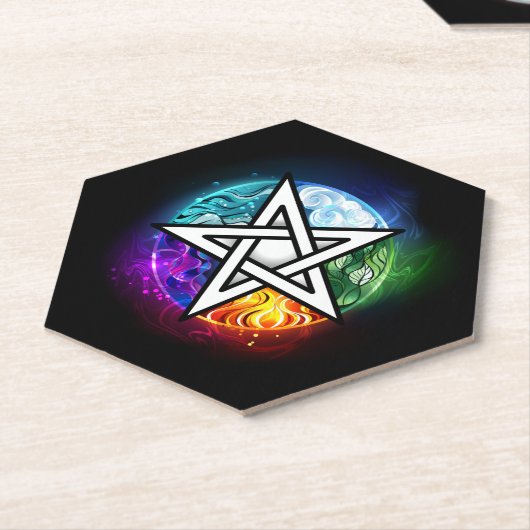 Wiccaanpentagram Kartonnen Onderzetters (Schuin)