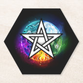 Wiccaanpentagram Kartonnen Onderzetters (Voorkant)