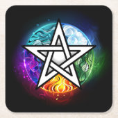 Wiccaanpentagram Kartonnen Onderzetters (Voorkant)