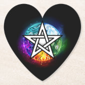 Wiccaanpentagram Kartonnen Onderzetters (Voorkant)