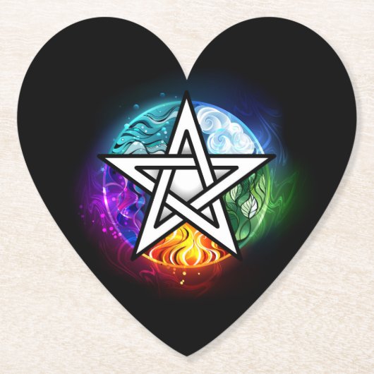 Wiccaanpentagram Kartonnen Onderzetters (Voorkant)