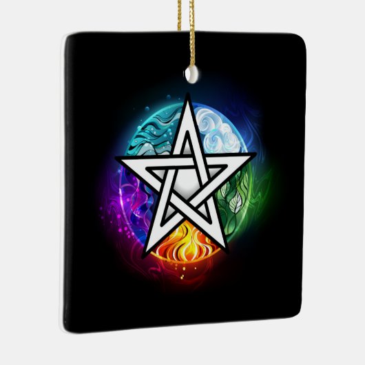 Wiccaanpentagram Keramisch Ornament (Rechts)