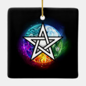 Wiccaanpentagram Keramisch Ornament (Achterkant)