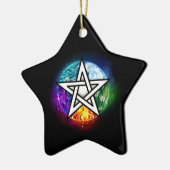 Wiccaanpentagram Keramisch Ornament (Links)