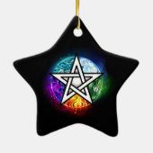 Wiccaanpentagram Keramisch Ornament (Achterkant)