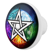Wiccaanpentagram Keramische Knop (Rechts)
