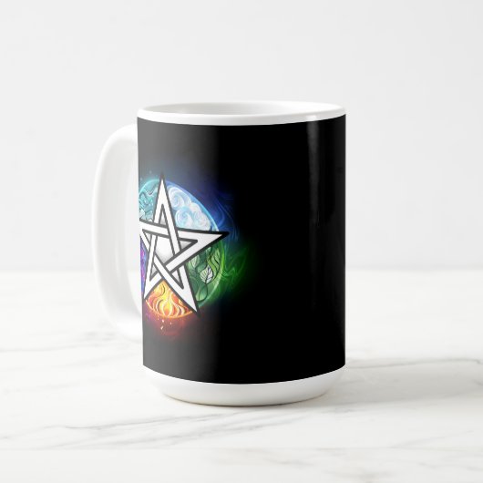 Wiccaanpentagram Koffiemok (Voorkant links)