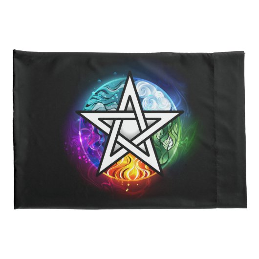 Wiccaanpentagram Kussensloop (Achterkant-Rechts)