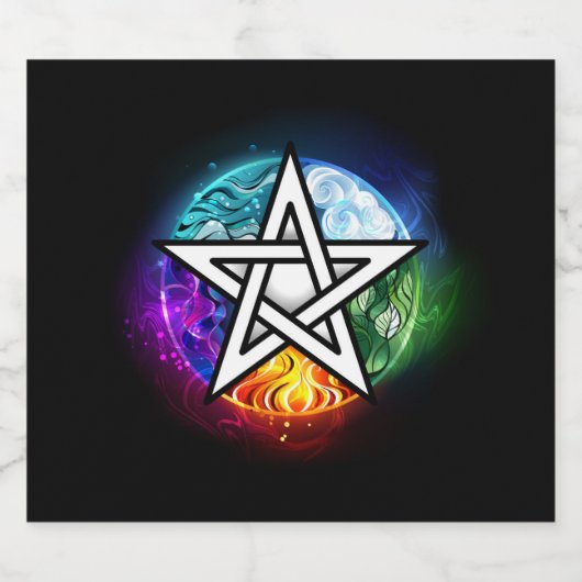 Wiccaanpentagram Likeurfles Etiket (Enkel label)