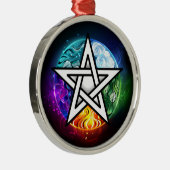 Wiccaanpentagram Metalen Ornament (Rechts)