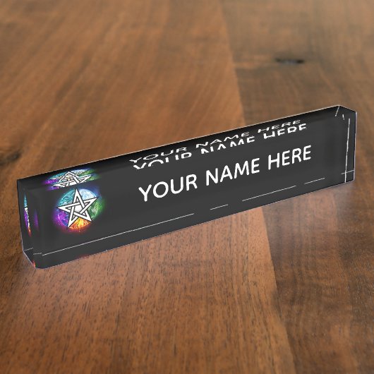 Wiccaanpentagram Naambordje (Zijkant)