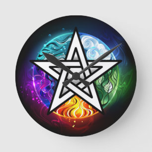 Wiccaanpentagram Ronde Klok