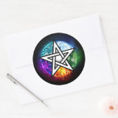 Wiccaanpentagram Ronde Sticker (Envelop)
