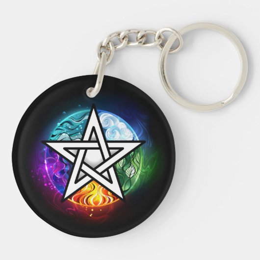 Wiccaanpentagram Sleutelhanger (Achterkant)