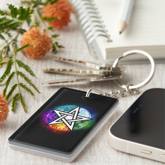 Wiccaanpentagram Sleutelhanger (Voorkant Rechts)