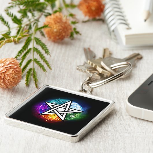 Wiccaanpentagram Sleutelhanger (Zijkant)