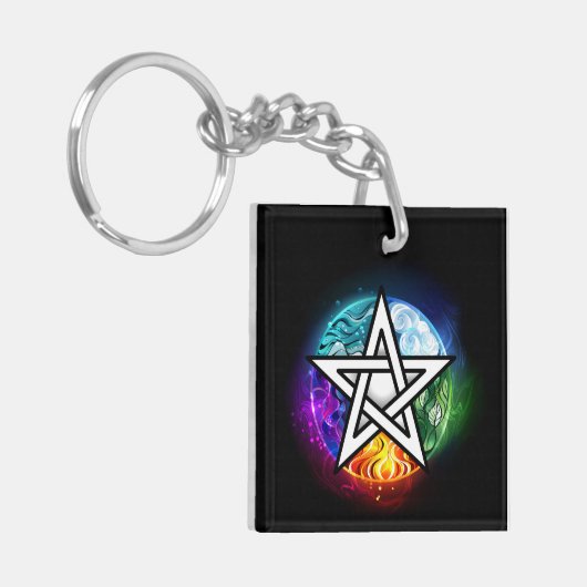 Wiccaanpentagram Sleutelhanger (Voorkant Links)