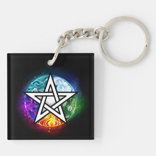 Wiccaanpentagram Sleutelhanger (Achterkant)