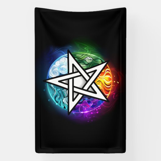 Wiccaanpentagram Spandoek (Verticaal)