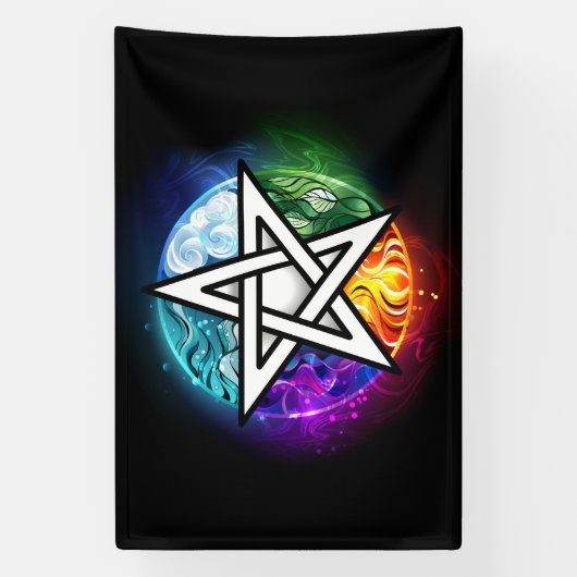 Wiccaanpentagram Spandoek (Verticaal)