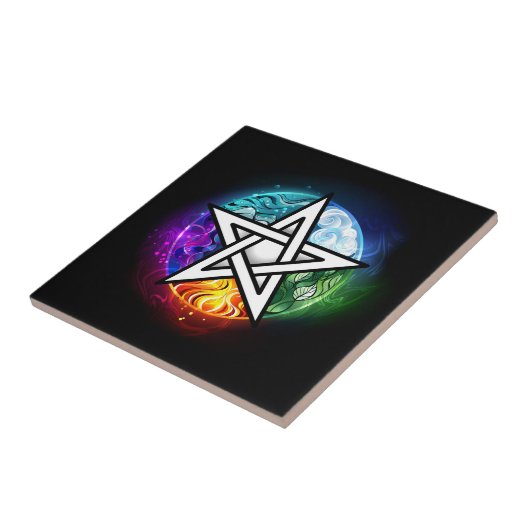 Wiccaanpentagram Tegeltje (Zijkant)