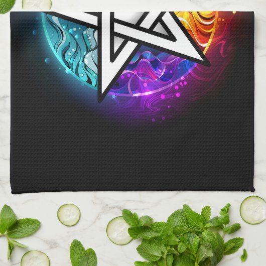 Wiccaanpentagram Theedoek (Gevouwen)