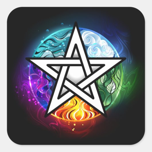 Wiccaanpentagram Vierkante Sticker (Voorkant)