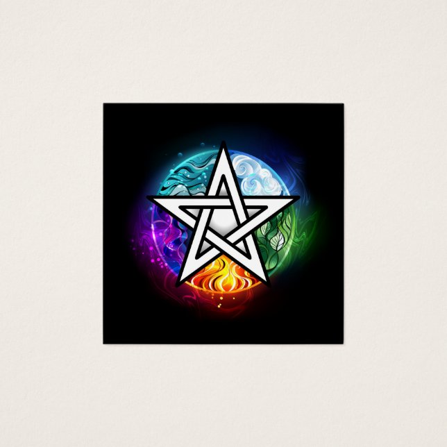 Wiccaanpentagram Vierkante Visitekaartjes (Voorkant)
