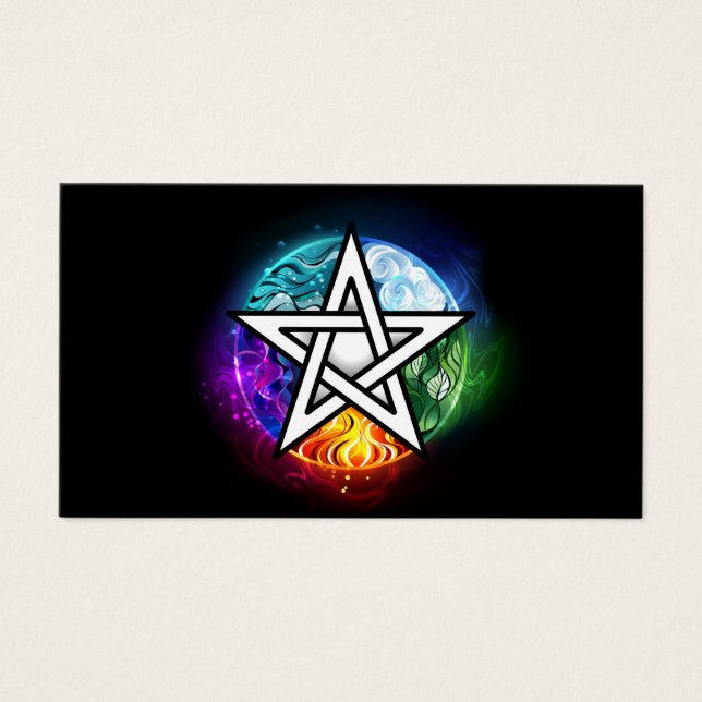 Wiccaanpentagram Visitekaartje (Voorkant)