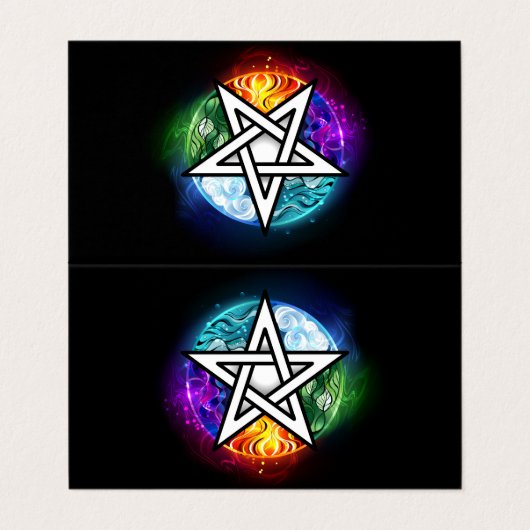Wiccaanpentagram Visitekaartje (Buitenkant ongevouwen)