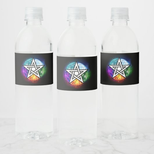 Wiccaanpentagram Waterfles Etiket (Flessen)