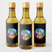 Wiccaanpentagram Wijn Etiket (Flessen)
